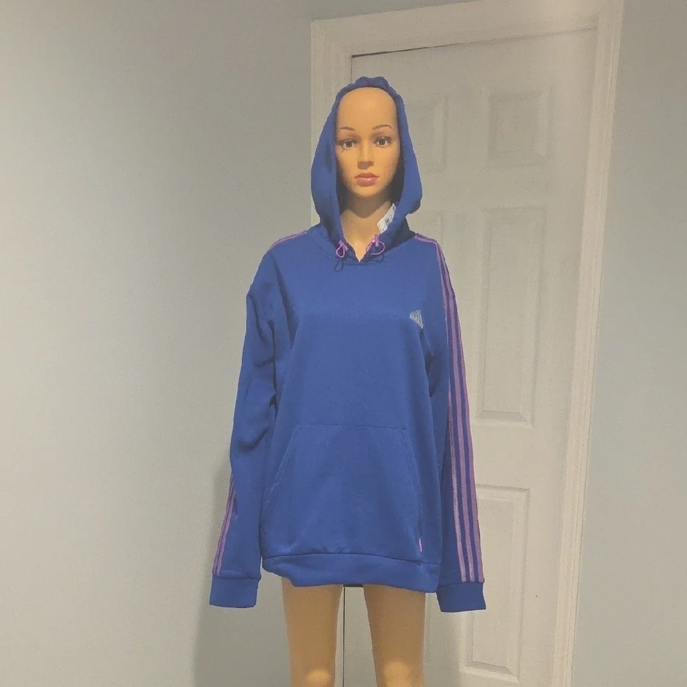 Adidas Blue Oversized Hooded Sweater